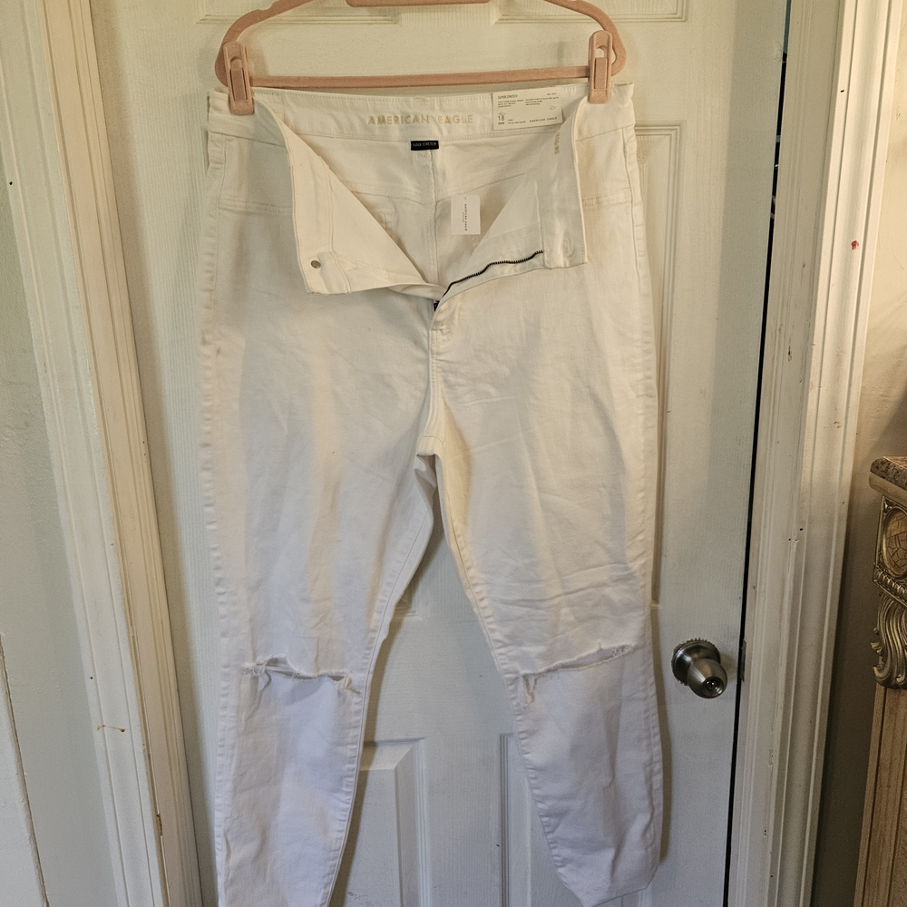 American Eagle Outfitters Women's Cream Ankle Jeans